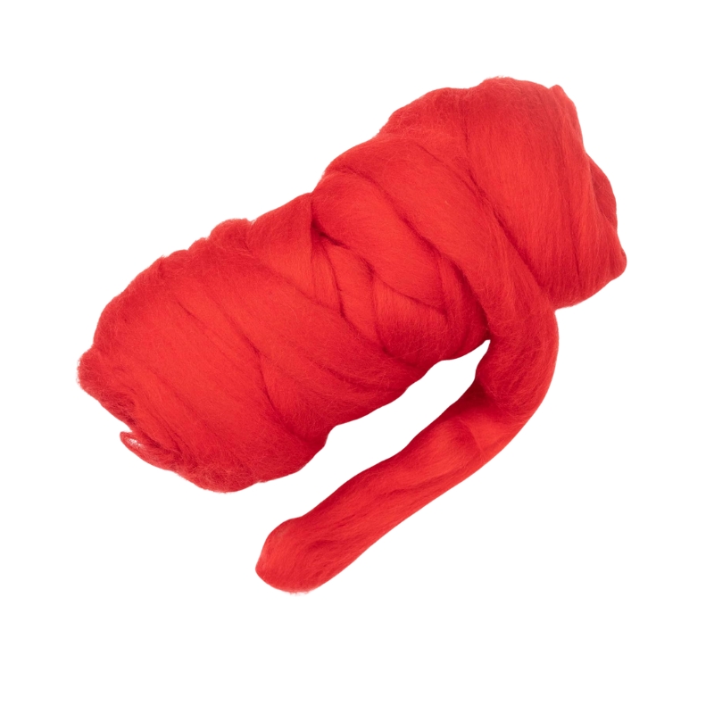 Wool Roving Yarn - Red - Valentines Ribbons