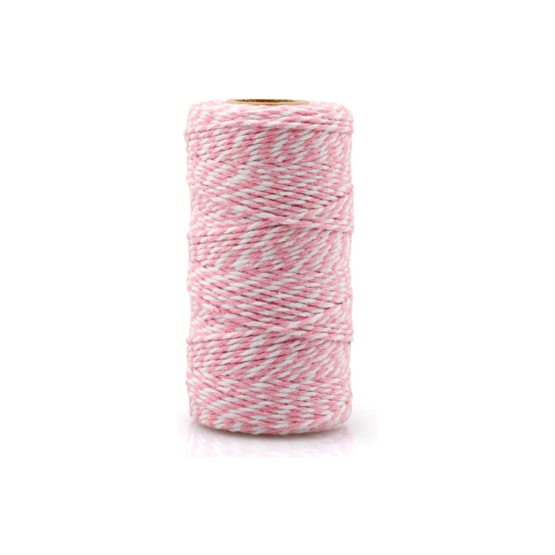 Cotton Twine String - Pink & White - Valentines Ribbons