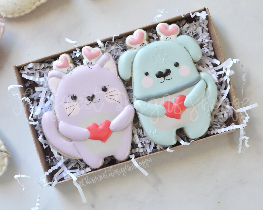 Cat Pal and Dog Pal - Set from the Valentine's 2020 cooke cutter collection from The Sweet Designs Shoppe 